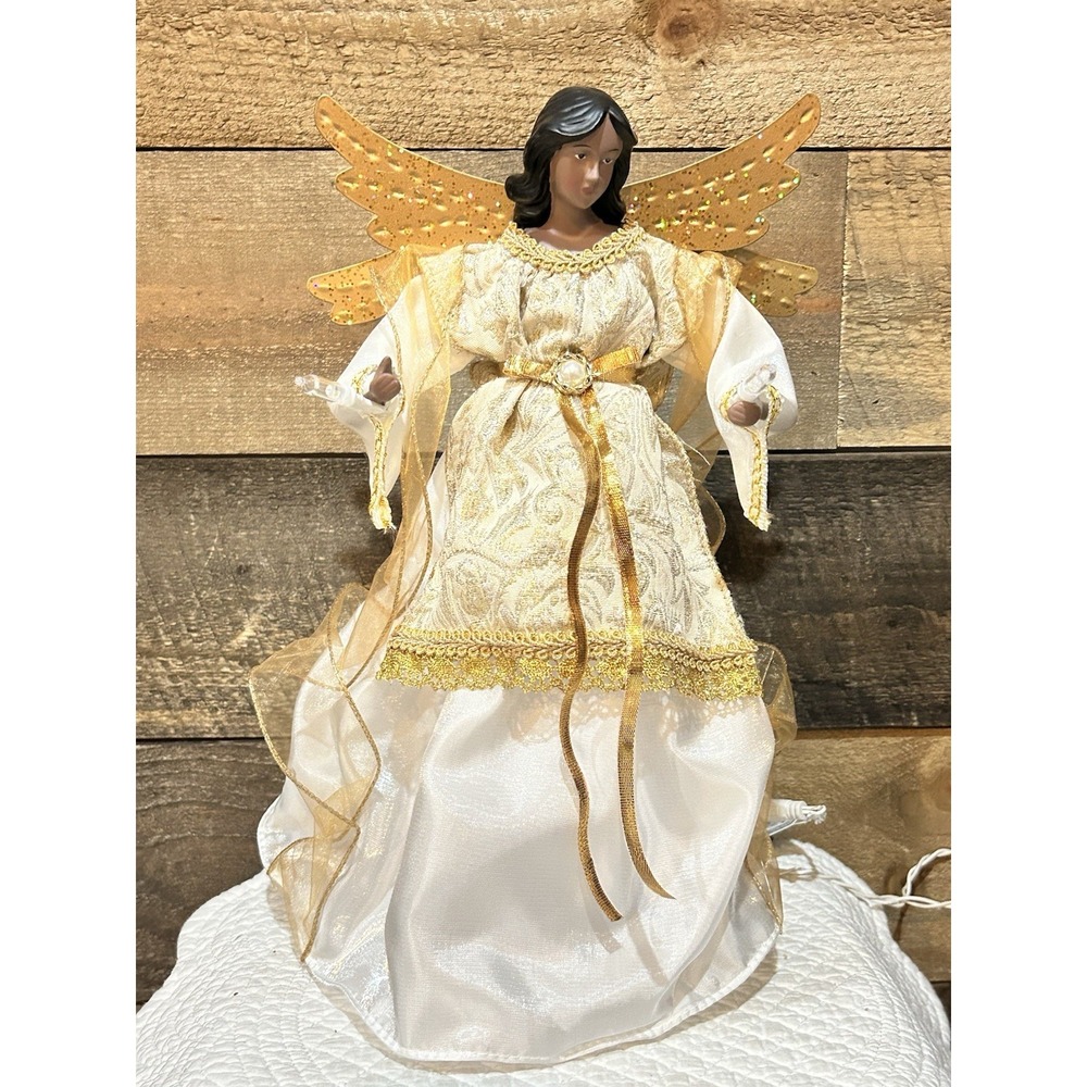 GE StayBright 14" African American Angel‎ Christmas Capiz Tree Topper 11 LED NIB